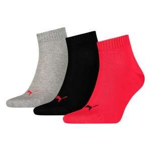 Puma 3 páros csomagolású quarter uniszex zokni, piros-fekete-szürke 74727466 