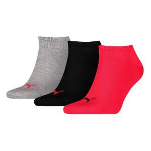 Puma 3 páros csomagolású sneaker uniszex zokni, piros-fekete-szürke 74727430 