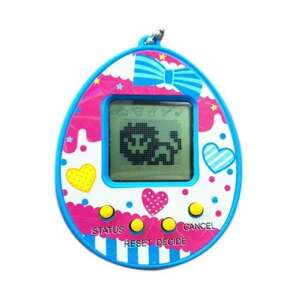 Blue Tamagotchi interactive electronic toy, egg shaped, with a blue bow, for kids 5 years and up - Gaming
