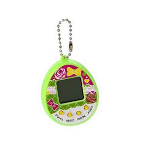 Green Tamagotchi interactive electronic toy, egg-shaped, with keychain - Gaming