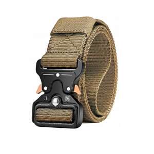 Taktikai öv, 125 cm, gyors kioldó csattal, barna, nylon, katonai, túrázás, kempingezés - Horgász túlélőkészlet