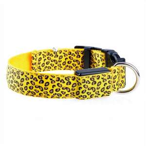 LED dog collar with leopard print, yellow, size M - OEM