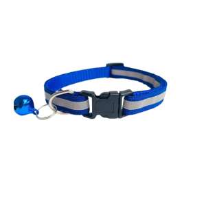 Blue reflective dog and cat collar with bell, adjustable 21-33 cm - OEM