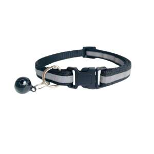 Black reflective dog and cat collar with bell, adjustable 21-33 cm - Pet Care