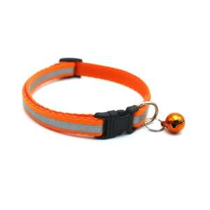 Orange reflective dog and cat collar with bell, adjustable 21-33 cm - Pet Care