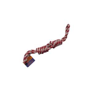 Red and white cotton rope dog toy, 45 cm long - Dog Toy
