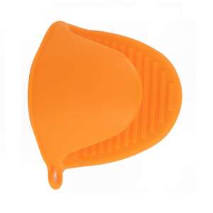 Orange silicone oven mitt, heat resistant, for handling hot dishes and pans - Oven Mitt