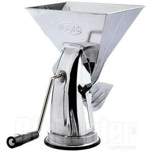 Super Gulliver paradicsomdaráló, kézi paradicsomprés szósz, lé és püré készítéséhez, rozsdamentes acélból, fogantyúval és talppal, fehér alapon - Kézi passzírozó