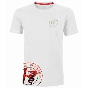 Alfa Romeo 110. évfordulós férfi póló, fehér, piros logóval - Férfi póló