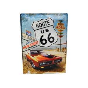 Route 66 fém tábla klasszikus autóval, tökéletes autórajongóknak és gyűjtőknek - Nostalgic-Art