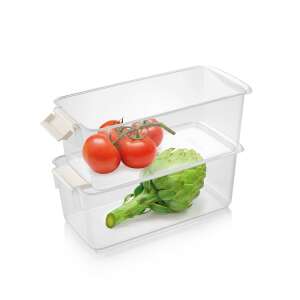 Cutie de depozitare pentru frigider FlexiSPACE, plastic transparent, cu mânere, pentru organizarea fructelor și legumelor - Accesorii pentru frigider