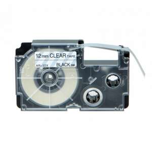 Casio XR-12X1 12mm x 8m clear label tape cartridge with black ink - Office technology