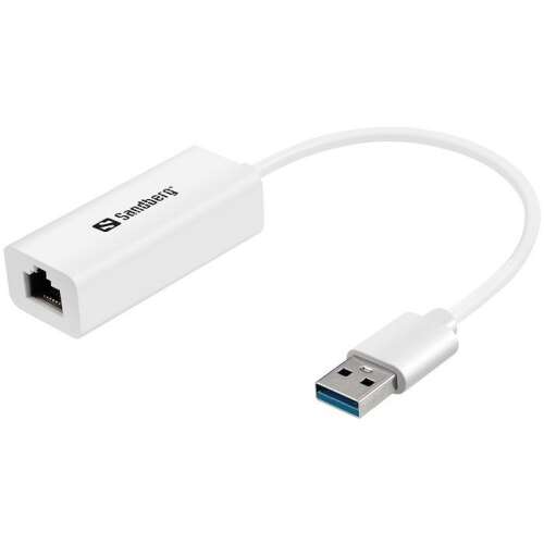 Konwerter sieciowy Sandberg USB 3.0 Gigabit, biały, adapter RJ45 do USB
