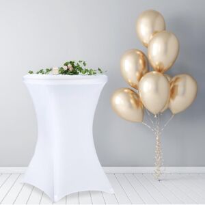 Husa masa evenimente, Relaxdays, husa elastica, rotunda, fata de masa pentru cocktail si catering, d 55-60 cm, h 100 cm, alb 134566788