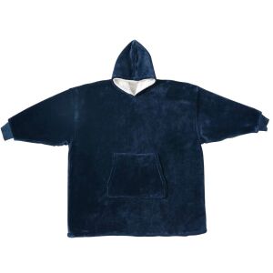 Quasar &Co.®, Blanket with Sleeves, Hood and Pocket, Fur-lined Wool, Polyester, Universal Size, Blue 134559202 - Women's Sweater