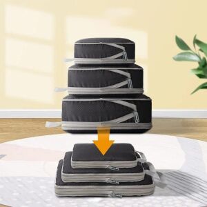 Quasar & Co. 6-piece black luggage organizer set with compression and expansion feature - Luggage Accessory