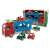 Car transporter toy with 4 small cars, red and green, for kids, eco-friendly, recycled plastic