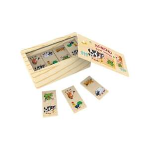 Set de domino din lemn cu animale de la fermă, 24 de piese, joc educativ pentru copii - Domino, șah