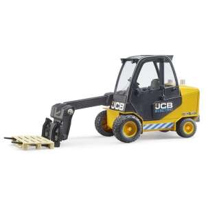 JCB 30-19E Teletruk Forklift Toy by Bruder, 1:16 scale, yellow and black, with pallet - Bruder