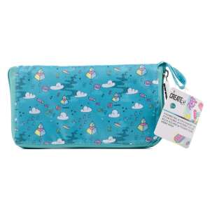 Create! foldable shopping bag, turquoise with geometric pattern, zippered, folded - Shopping Bag & Tote