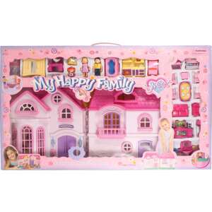 My Happy Family Sweet Dream House dollhouse with furniture and accessories, pink and white, for kids - Nonbrand Dollhouse