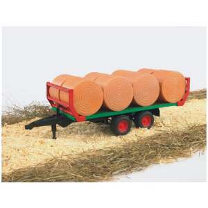 Remorca Bruder pentru baloturi cu 8 baloturi rotunde, jucărie pentru copii, echipament agricol - Mașină de lucru pentru copii