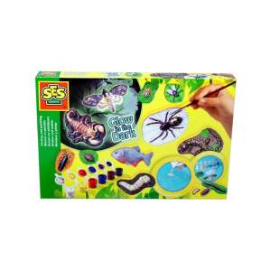 SES Creative Комплект за леене и рисуване, който свети в тъмното, с фосфоресциращи бои и гипсови форми на насекоми и животни - Тост на върха