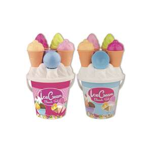 Fagyi homokozó készlet, 14 darabos, rózsaszín vödör, fagylalt tölcsérek, kanalak és formák, gyerekeknek, homokozó játékok, strandjátékok - Androni