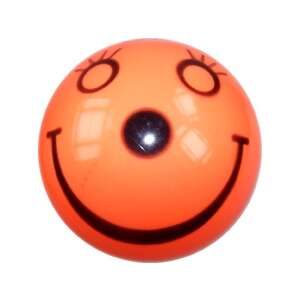 Usmiaty gumený lopta, 11 cm, oranžová, čierne oči a ústa - Gumené loptičky