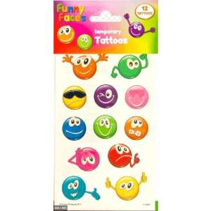 Funny Faces temporary tattoos sheet with colorful smiley faces - Tattoo