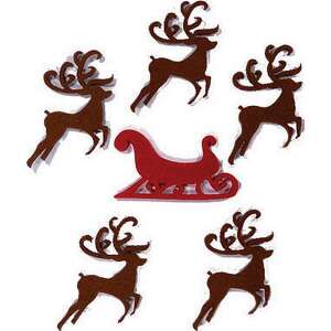 Filcfigura - Rénszarvas vágtató + szán (6 db/cs, átm. kb.: 6 cm)