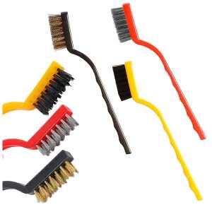 Set de 3 perii din sârmă cu peri din oțel, alamă și nylon pentru curățare și lustruire - Verk Group