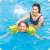 Child wearing Intex dinosaur arm floats in a swimming pool