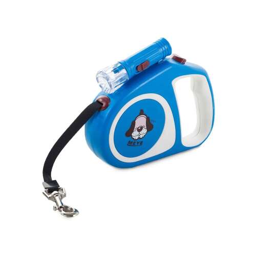 Lesă retractabilă pentru câini de culoare albastră cu lumină LED, 5m lungime, capacitate de greutate de 15kg, marca MEYE