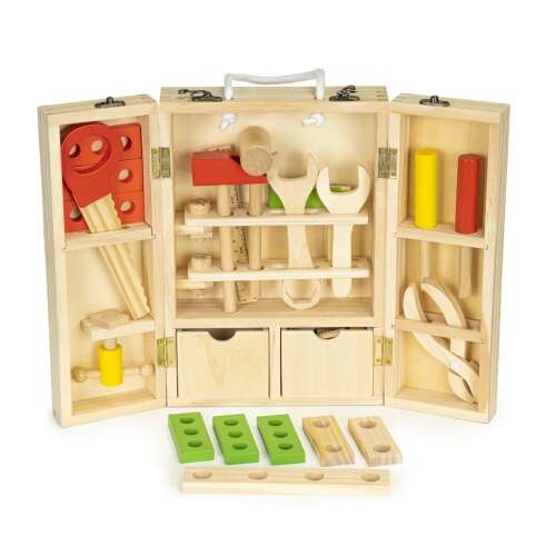 Wooden toy toolbox with tools for kids, Ecotoys brand