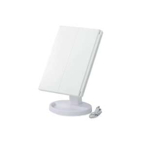 White LED lighted magnifying makeup mirror with stand, 2x and 3x magnification - Cosmetic Mirror