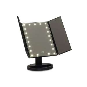 Czarne lustro do makijażu z podświetleniem LED z 2x i 3x powiększeniem - Lusterko kosmetyczne