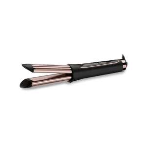 BaByliss C112E Curl Styler Luxe hair curler and straightener, black and rose gold, angled view - Hair curler