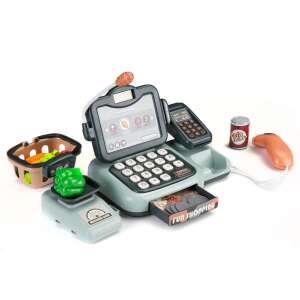 Play pretend cash register toy with scanner, scale, money, basket and food for kids - Shop Playset, Shopping