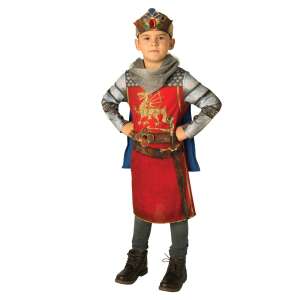 King Arthur costume for boys, includes tunic, cape, crown and collar - OEM