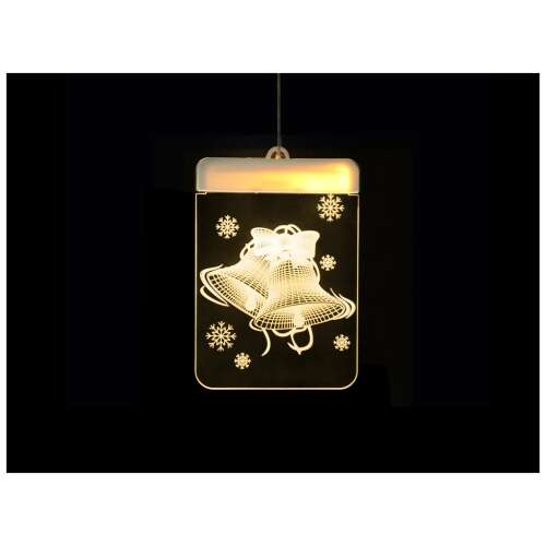 Weihnachtsfensterdekoration mit Glocken und Schneeflocken, batteriebetrieben, warmweißes Licht