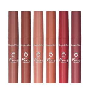 Комплект от 6 матови течни червила Dragonlance Berry Mousse, 6 нюанса на трайно, устойчиво на прехвърляне, кремообразно матово червило - Уста