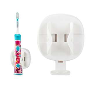 Electric toothbrush holder, wall mounted, adhesive, white, bathroom storage - Toothbrush holder