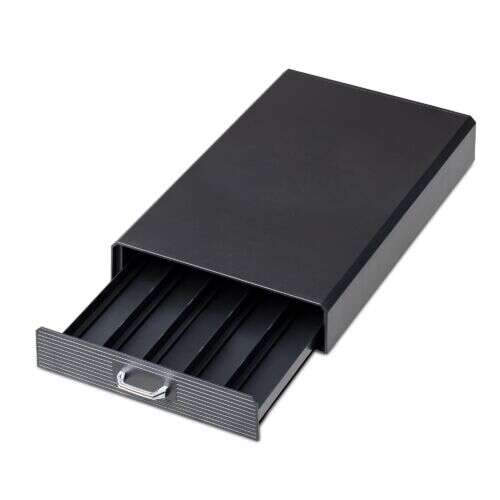 Navaris coffee capsule holder with drawer, black, 50 capsules