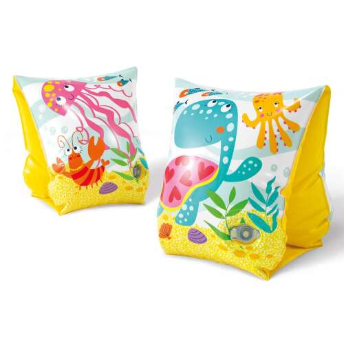 Inflatable arm floats for kids, featuring a colorful sea life design, perfect for learning to swim and playing in the water
