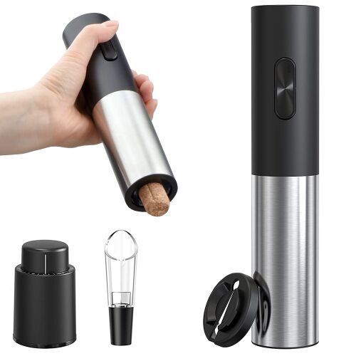 Elegant Electric Wine Opener Set with Foil Cutter, Wine Pourer, and Vacuum Stopper