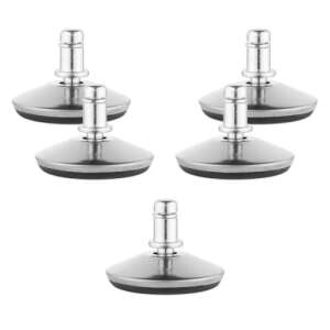 Kwmobile Set de 5 glisiere pentru scaun de birou, argintiu/negru, otel, tija de 10 mm, diametru 38 mm, înălțime 35 mm - Rotile scaune de birou
