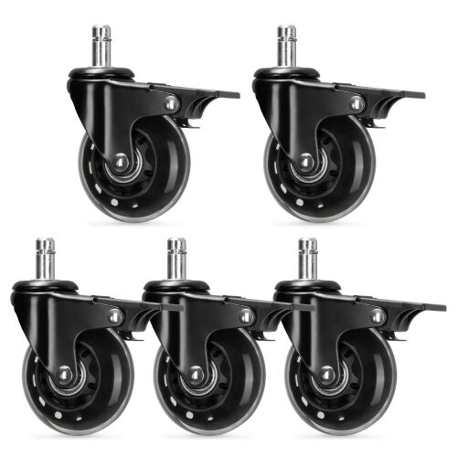 Kwmobile 5-piece black office chair caster set, 10mm stem