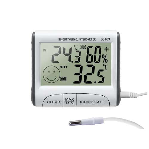 Digitális Beltéri/Kültéri Hőmérő-Higrométer - LCD Kijelző - -50°C/+70°C