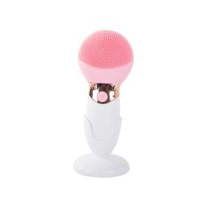 Sonic facial cleansing brush with stand, pink - Facial care device